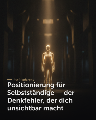 Positionierung Selbstständige — Positionierung für Selbstständige — der Denkfehler, der dich unsichtbar macht | Creationworx