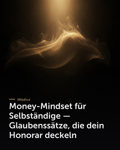 Money-Mindset Selbständige — Money-Mindset für Selbständige — Glaubenssätze, die dein Honorar deckeln | Creationworx
